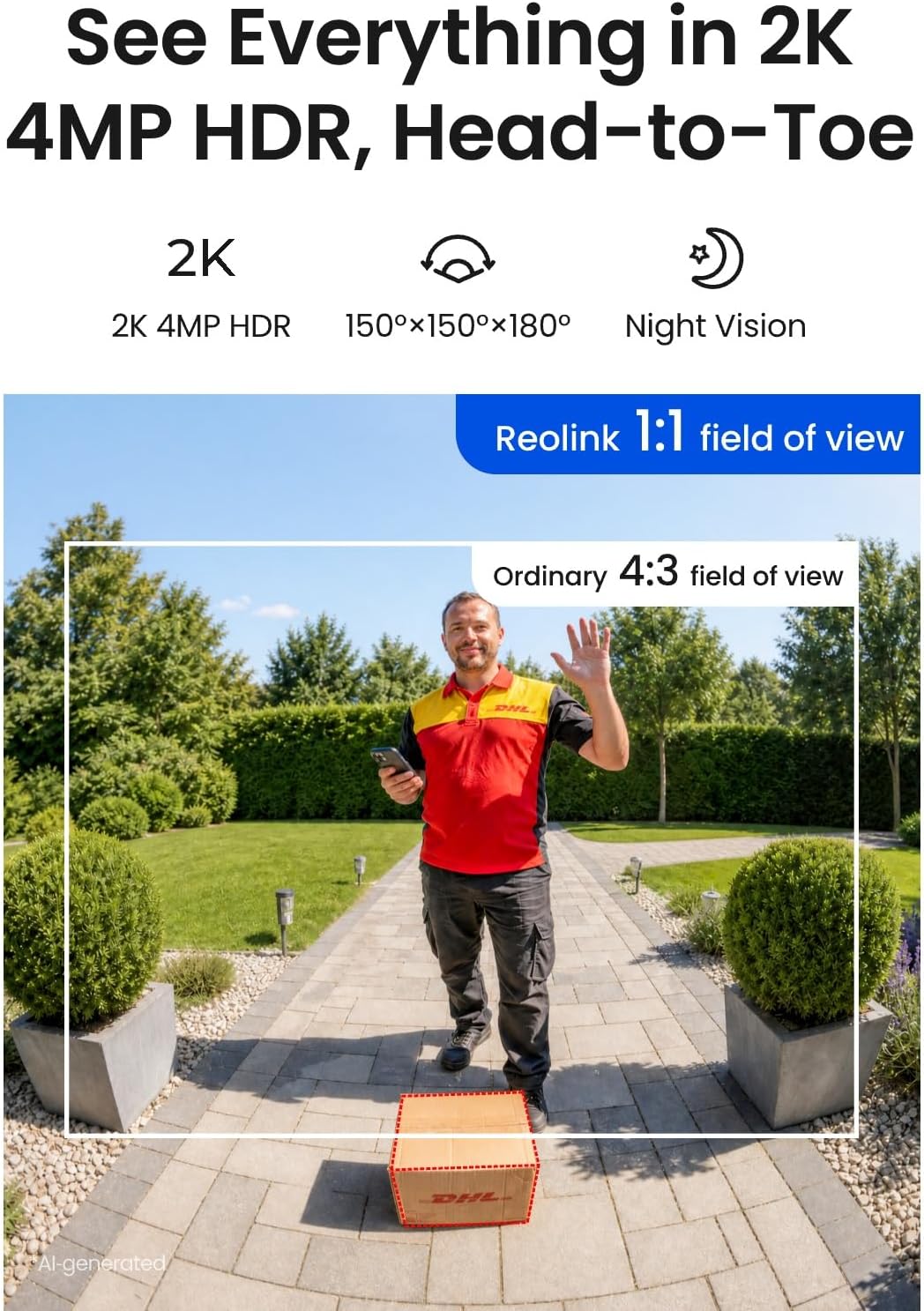 Doorbell Camera Wireless 2K 4MP, Battey Viedo Doorbell (2nd Gen) DBB3