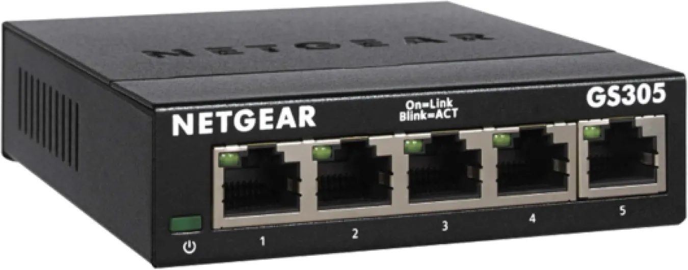 5-Port Gigabit Ethernet Unmanaged Essentials Switch (GS305) - Home Network Hub, Office Ethernet Splitter, Plug-and-Play, Silent Operation, Desktop or Wall Mount 5 Port