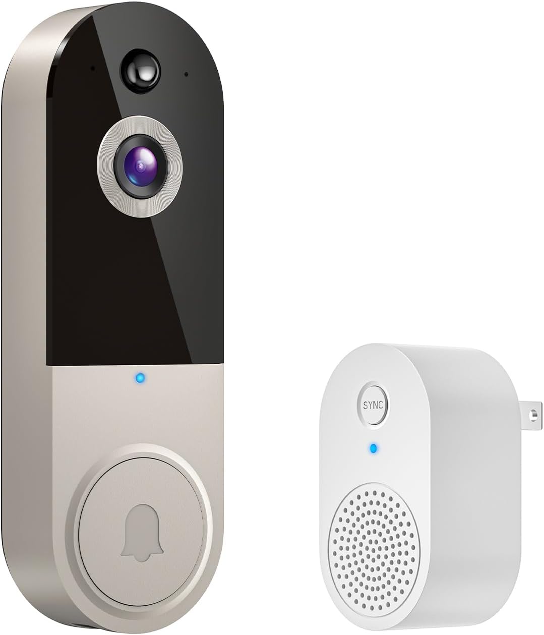 1080p Wireless Video Doorbell Camera, AI Human Detection, 2-Way Talk, Live View, Night Vision, Cloud Storage, 2.4G WiFi Only, Battery Powered, Indoor Outdoor Surveillance (Linen)