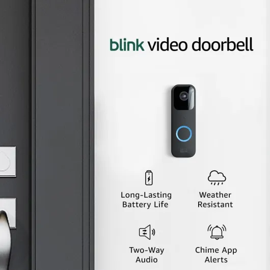Blink Video Doorbell - Two-way audio, HD video, long-lasting battery life, motion detection, chime app alerts, Works with Alexa (Black) Black Add-on Doorbell