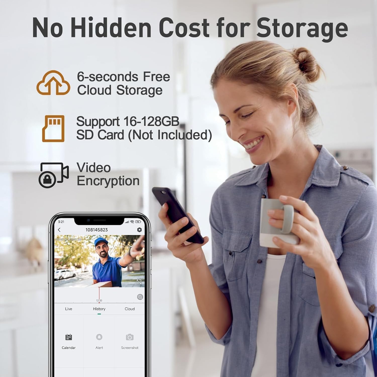 XTU Wireless Video Doorbell No Subscription-2K HD Security Doorbell Camera Wireless-Local/Cloud Storage with Multi-angle Bracket, 2.4GHz Wi-Fi, Works with Alexa and Google Home