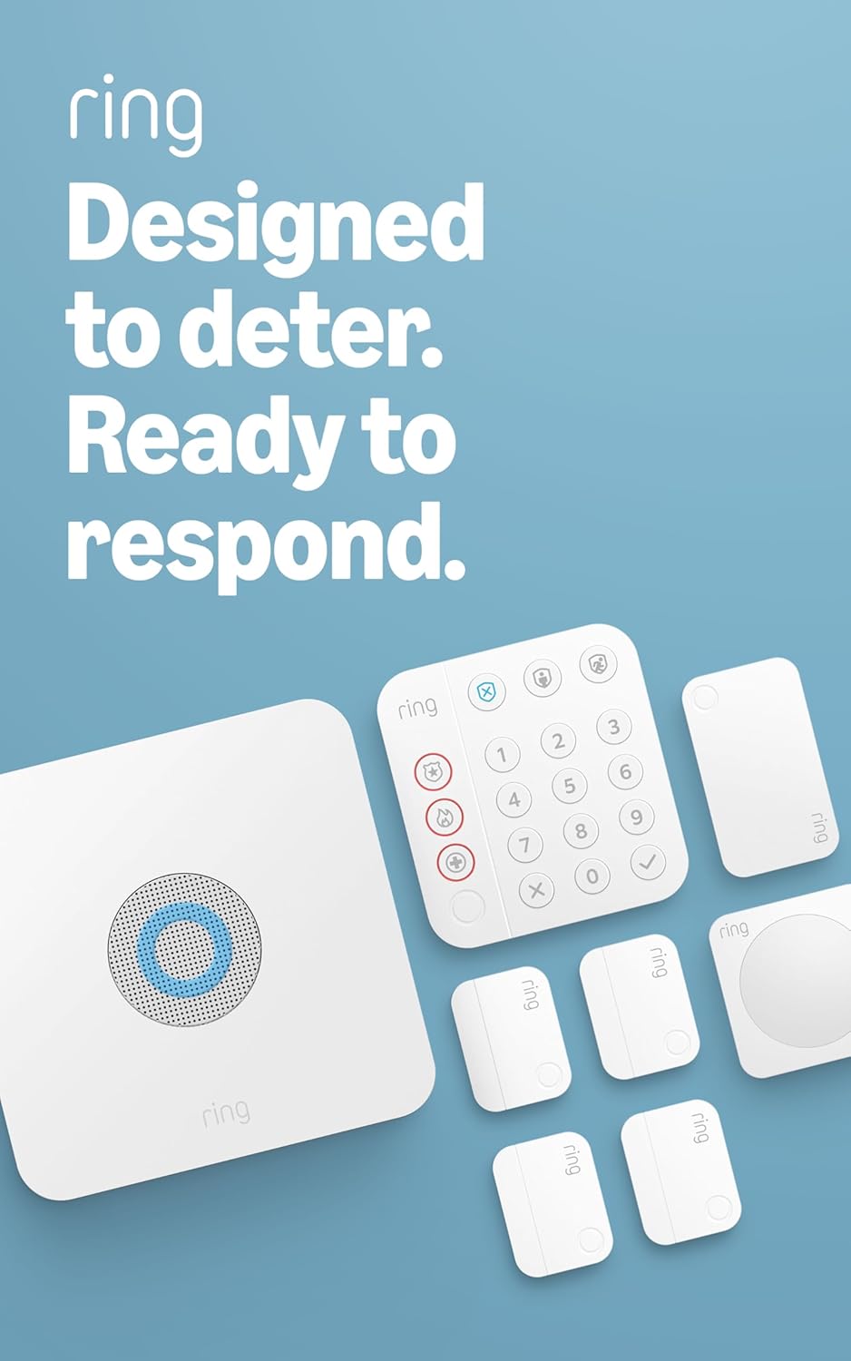 Alarm 8-Piece Kit (newest model), Home or business security system with optional 24/7 professional monitoring Ring Alarm Device Only