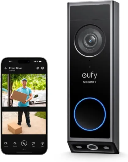 Video Doorbell E340 Dual Cameras with Delivery Guard 2K Full HD Wireless Video Doorbell Camera, with S380 HomeBase,Rechargeable Battery Pack with USB-C,Colour Night Vision,6500 mAh Rech