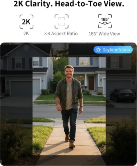 Aqara Doorbell Camera G400 with Chime, Wired/PoE, HomeKit Secure Video, 2K HD Head-to-toe View, 2-Way Audio, 2.4/5GHz Wi-Fi 6, Supports Alexa/Google/SmartThings, Local Detection & 24/7 Recording, IP65