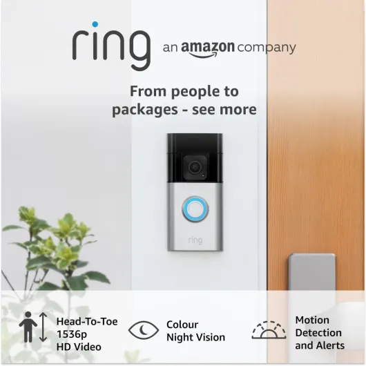Battery Video Doorbell Plus - DIY Wireless Video Doorbell Camera with 1536p HD Video, Head-To-Toe View, Quick Release Battery Pack - Easy to install (5min) Device Only